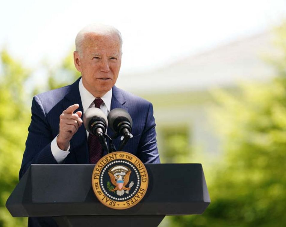 US-Präsident Joe Biden bei einer Rede vor dem Weißen Haus