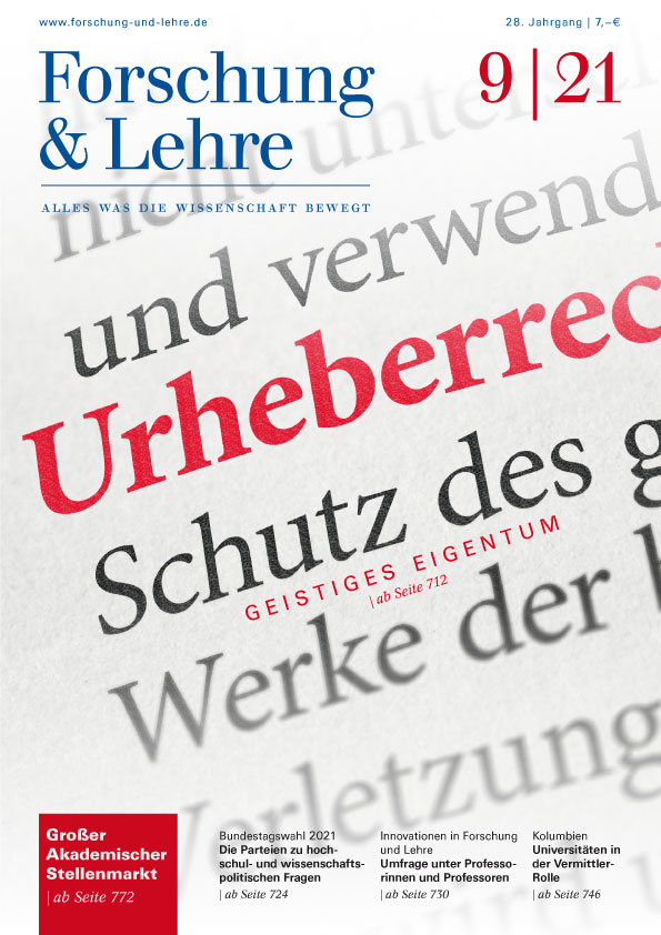 Titelbild der September Ausgabe, Textauszug vor weißem Grund, erkennbar in Rot "Urheberrecht"