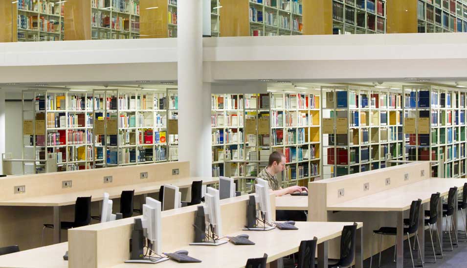 Ein Student arbeitet in der Universitätsbibliothek der TU Ilmenau (Archivbild). 